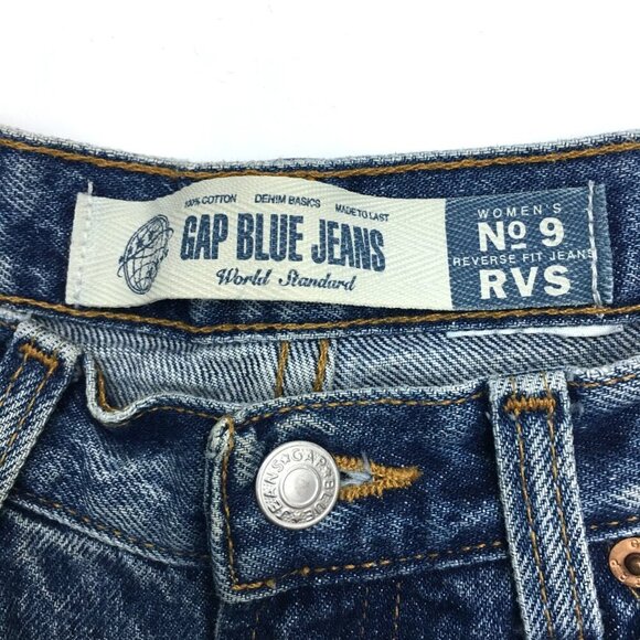 Vintage Gap Reverse Fit Jeans Barrel Leg Cotton size Juniors 9 length 28" - Picture 4 of 9